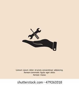 hand and instrument vector icon
