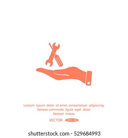 hand and instrument vector icon