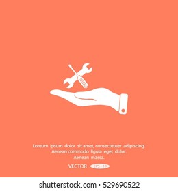 hand and instrument vector icon