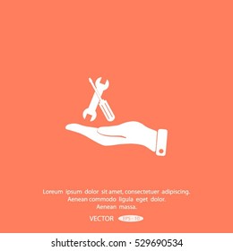 hand and instrument vector icon