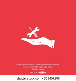hand and instrument vector icon