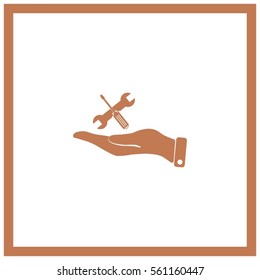 hand and instrument vector icon