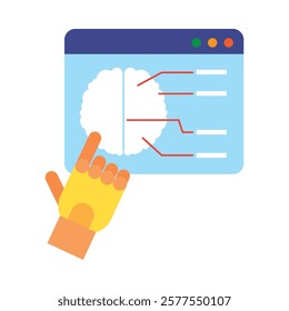 A hand interacting with a brain computer interface for futuristic control