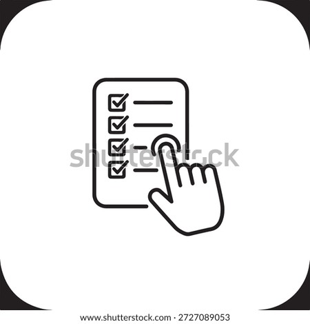 Hand interacting with a digital checklist, marking completed tasks or selecting options isolated on white background