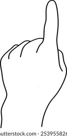 Hand, interacting with a mobile device. Clicking hand. Vector outline icon isolated on white background.