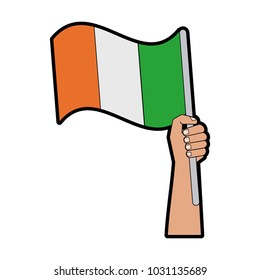 Hand with ireland flag