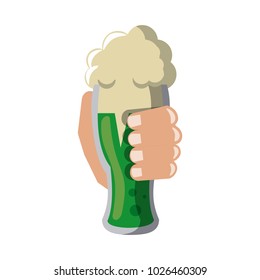 Hand with Irish green beer