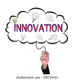 hand isolate pencil idea  write red innovation business illustration vector concept