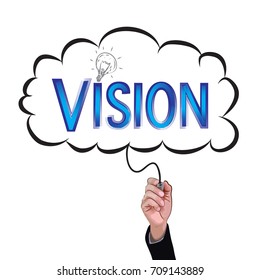 hand isolate pencil idea  write blue vision illustration and education vector concept