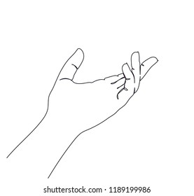 hand isolated on white background. One line. sketch