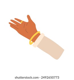 Hand isolated on white background. Female open palm. Vector hand drawn flat collection illustration