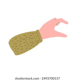 Mano aislada sobre fondo blanco. Vector dibujado a mano ilustración de colección plana