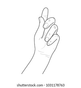 Hand isolated on white. Hand drawing sketch vector illustration