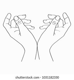 Hand isolated on white. Hand drawing sketch vector illustration