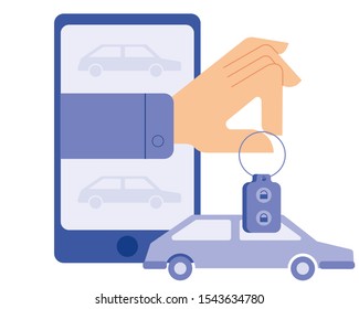 The hand issues from the smartphone the car keys.