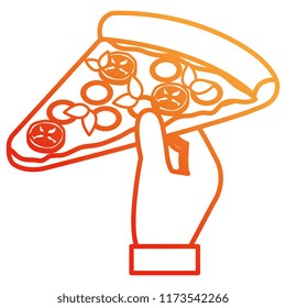 hand with italian pizza portion