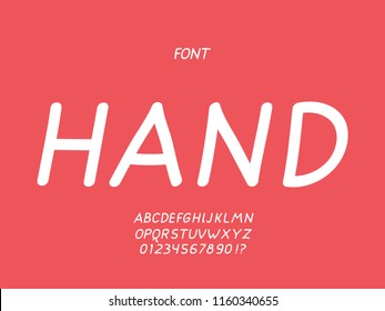 Hand italic font. Vector alphabet letters and numbers. Typeface design. 