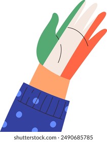 Mano Con La Ilustración vectorial De La Bandera De Italia