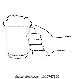 hand with jar beer fresh icon