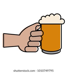 hand with jar beer fresh icon