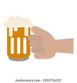 hand with jar beer fresh icon