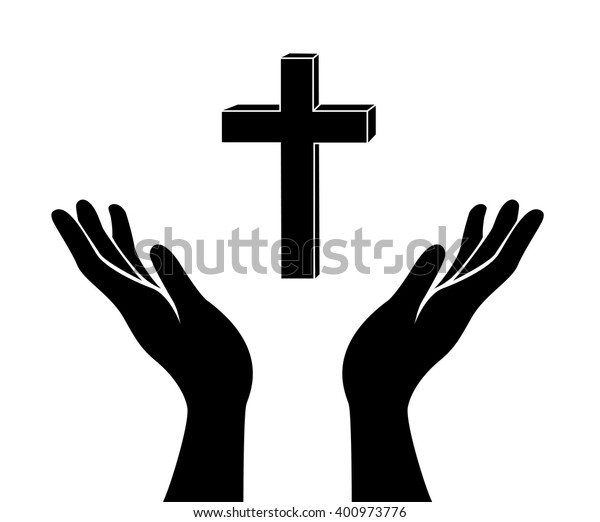 手とイエス キリストの十字架 のベクター画像素材 ロイヤリティフリー