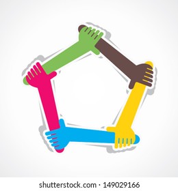 hand join team work or support each other vector