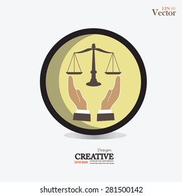 hand with judge gavel icon . vector illustration.