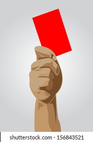 Hand of a judge or referee showing red card vector images