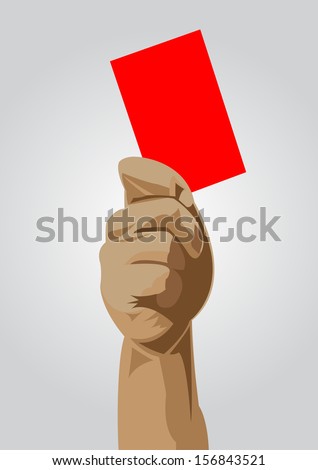 Hand of a judge or referee showing red card vector images