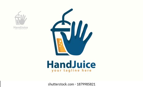 Hand juice logo template. Vector