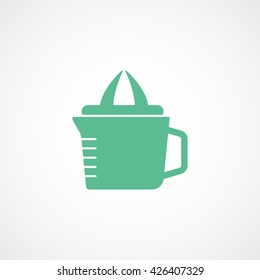 Hand Juicer Green Line Icon On White Background
