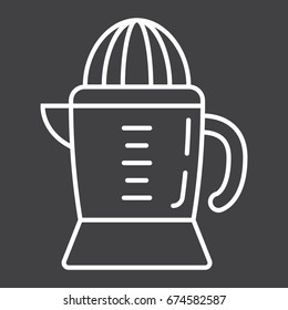 Hand juicer line icon, household and appliance, vector graphics, a linear pattern on a black background, eps 10.