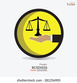 hand with Justice scales icon.vector illustration.
