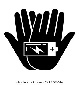 Hand keep battery icon. Simple illustration of hand keep battery vector icon for web design isolated on white background
