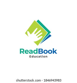 Hand keep book logo. Creative Book Concept Logo Design Template. 