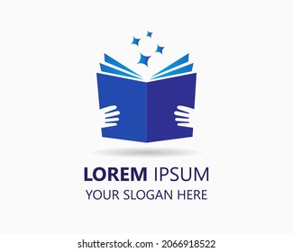 hand keep book logo design template. read book for dream illustration vector