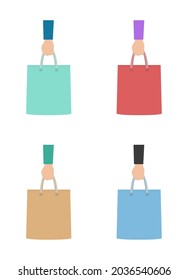 Hand halten Shopping-Tasche Symbol einzeln auf weißem Hintergrund