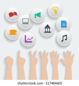Hand keeps circle with set for Business icon