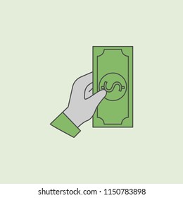 the hand keeps the money icon. Element of banking icon for mobile concept and web apps. Field outline the hand keeps the money icon can be used for web and mobile