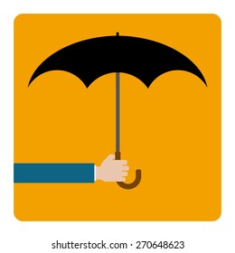 hand keeps umbrella - concept icon design