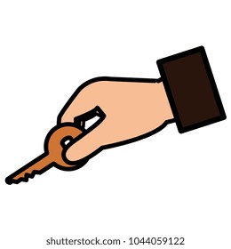 hand with key door isolated icon