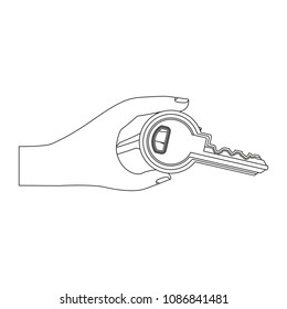 hand with key door isolated icon
