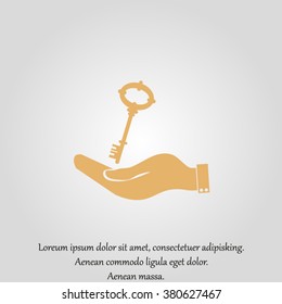 hand and key from home. vector