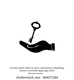 hand and key from home. vector