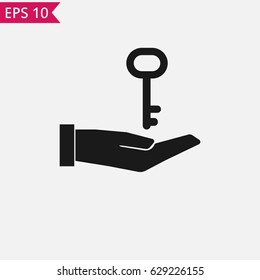 Hand and key icon Vector.