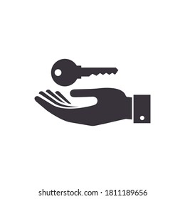 Mano con icono de clave, Vector aislado ilustración simple.