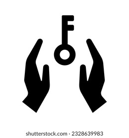 hand and key icon vector set in isolated white background