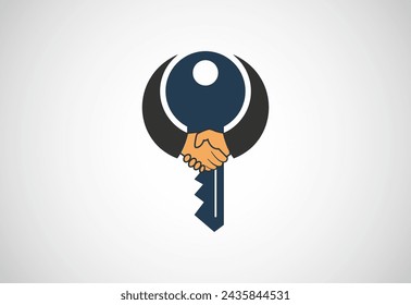 Hand key logo design vector illustration. Market deal logo