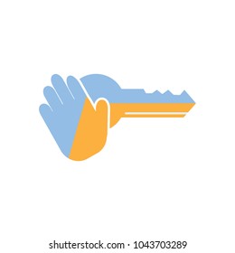 Hand Key Logo Icon Design 